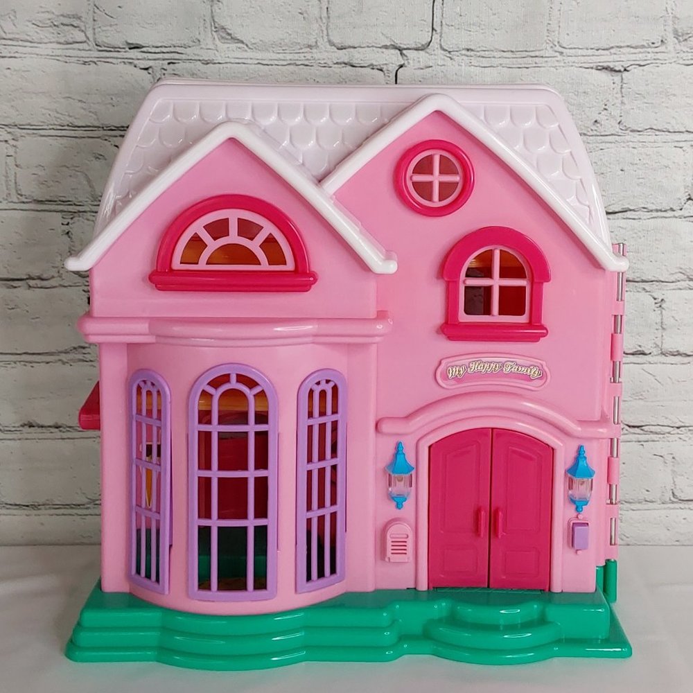 'MY HAPPY FAMILY' COTTAGE 3~LEVEL REALISTIC LIGHT SCALLOP ROOF FOLDING DOLLHOUSE